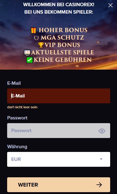 CasinoRex Registrieren